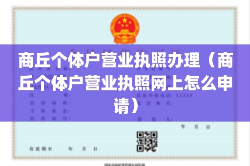 商丘个体户营业执照办理（商丘个体户营业执照网上怎么申请）