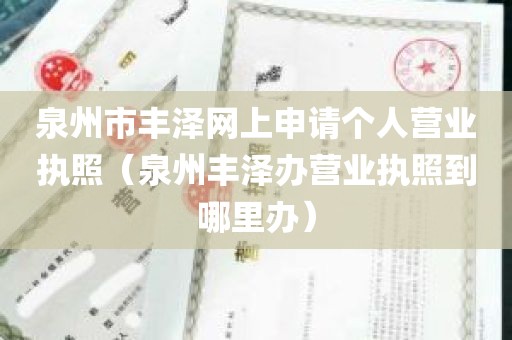 泉州市丰泽网上申请个人营业执照（泉州丰泽办营业执照到哪里办）