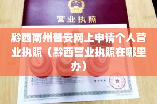 黔西南州普安网上申请个人营业执照（黔西营业执照在哪里办）