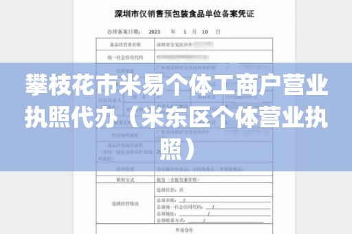 攀枝花市米易个体工商户营业执照代办（米东区个体营业执照）
