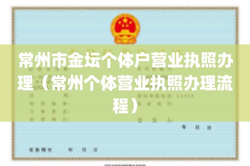 常州市金坛个体户营业执照办理（常州个体营业执照办理流程）