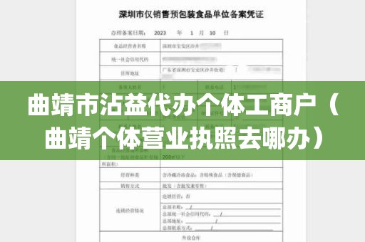 曲靖市沾益代办个体工商户（曲靖个体营业执照去哪办）