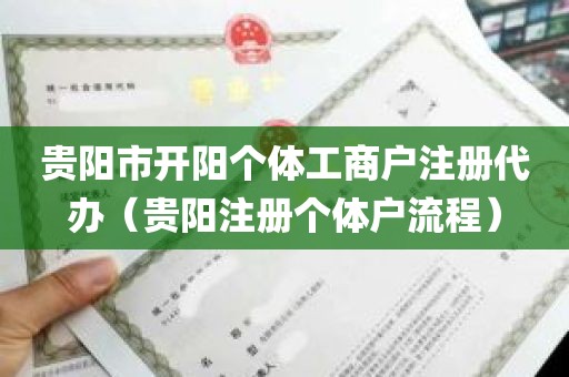 贵阳市开阳个体工商户注册代办（贵阳注册个体户流程）