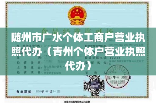 随州市广水个体工商户营业执照代办（青州个体户营业执照代办）