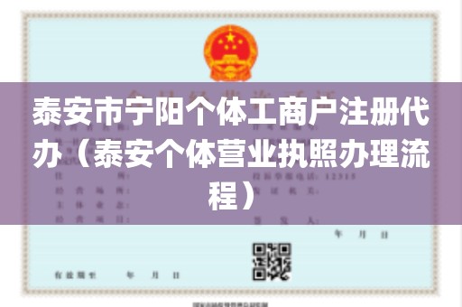 泰安市宁阳个体工商户注册代办（泰安个体营业执照办理流程）