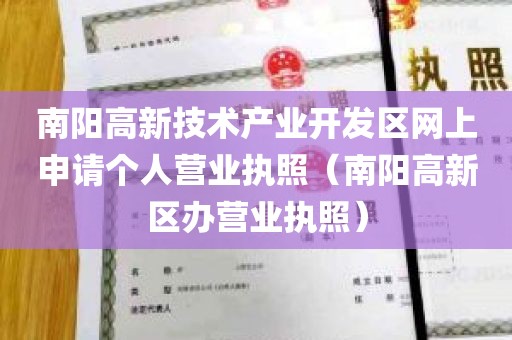 南阳高新技术产业开发区网上申请个人营业执照（南阳高新区办营业执照）