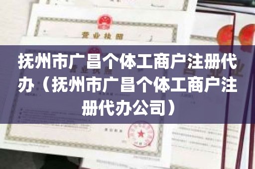 抚州市广昌个体工商户注册代办（抚州市广昌个体工商户注册代办公司）