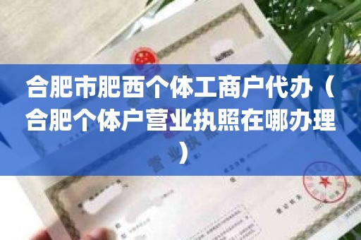 合肥市肥西个体工商户代办（合肥个体户营业执照在哪办理）