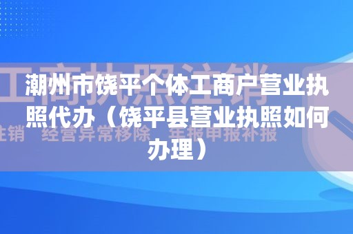 潮州市饶平个体工商户营业执照代办（饶平县营业执照如何办理）