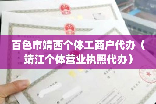 百色市靖西个体工商户代办（靖江个体营业执照代办）