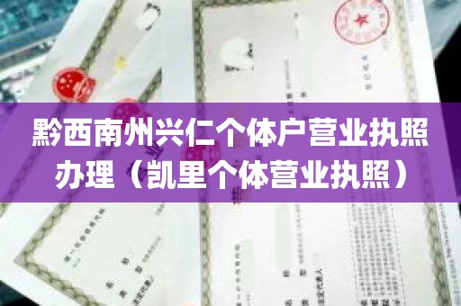 黔西南州兴仁个体户营业执照办理（凯里个体营业执照）