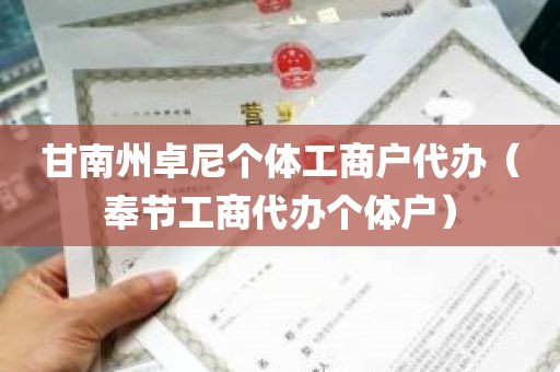 甘南州卓尼个体工商户代办（奉节工商代办个体户）