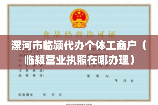 漯河市临颍代办个体工商户（临颍营业执照在哪办理）