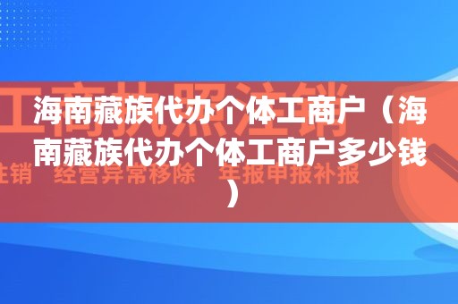 海南藏族代办个体工商户（海南藏族代办个体工商户多少钱）