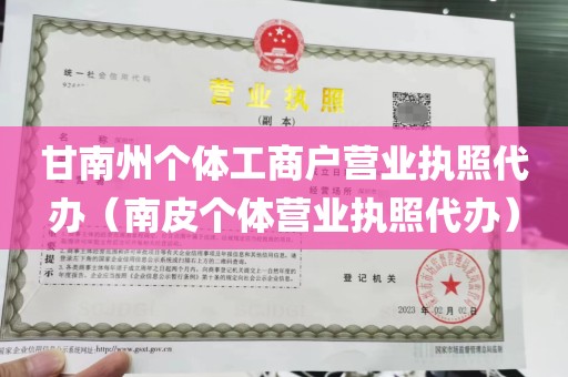 甘南州个体工商户营业执照代办（南皮个体营业执照代办）