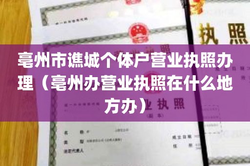 亳州市谯城个体户营业执照办理（亳州办营业执照在什么地方办）