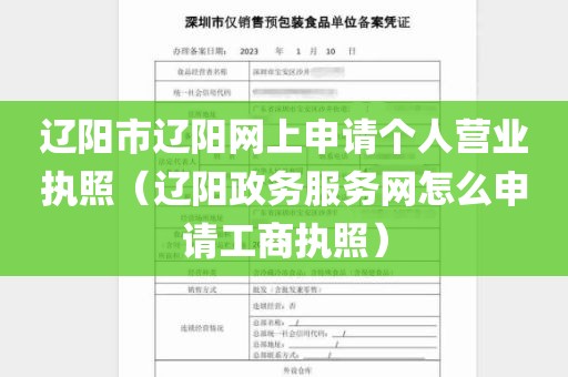 辽阳市辽阳网上申请个人营业执照（辽阳政务服务网怎么申请工商执照）