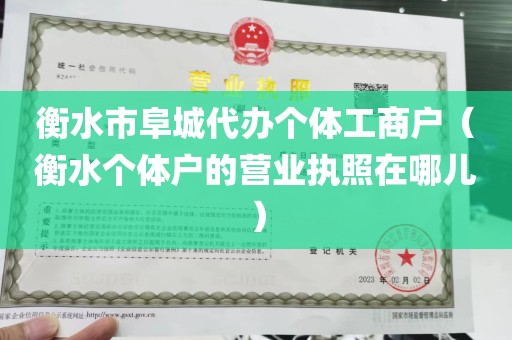 衡水市阜城代办个体工商户（衡水个体户的营业执照在哪儿）