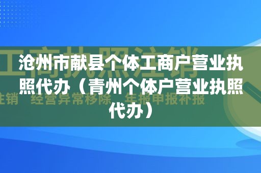 沧州市献县个体工商户营业执照代办（青州个体户营业执照代办）
