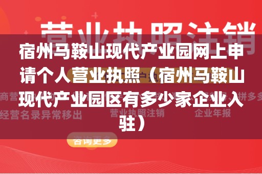 宿州马鞍山现代产业园网上申请个人营业执照（宿州马鞍山现代产业园区有多少家企业入驻）
