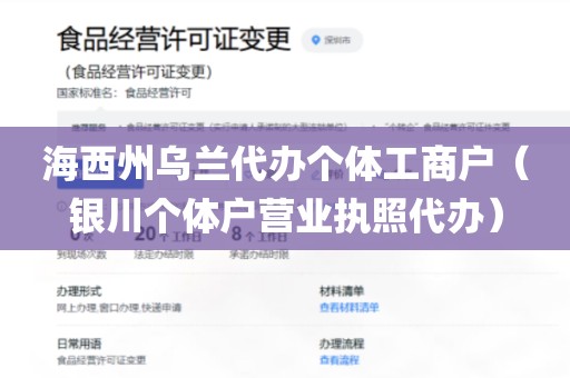 海西州乌兰代办个体工商户（银川个体户营业执照代办）