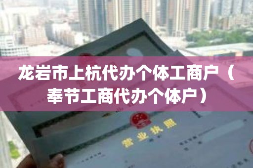 龙岩市上杭代办个体工商户（奉节工商代办个体户）