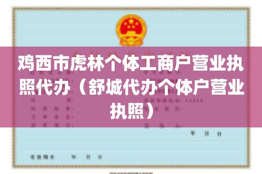 鸡西市虎林个体工商户营业执照代办（舒城代办个体户营业执照）