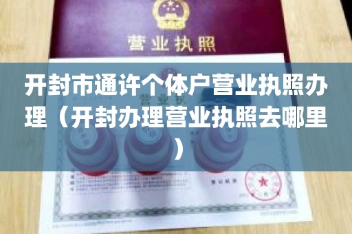 开封市通许个体户营业执照办理（开封办理营业执照去哪里）