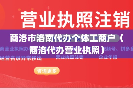 商洛市洛南代办个体工商户（商洛代办营业执照）