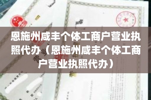 恩施州咸丰个体工商户营业执照代办（恩施州咸丰个体工商户营业执照代办）