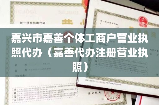 嘉兴市嘉善个体工商户营业执照代办（嘉善代办注册营业执照）