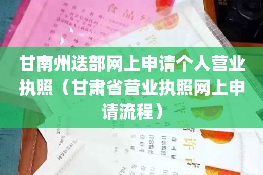 甘南州迭部网上申请个人营业执照（甘肃省营业执照网上申请流程）