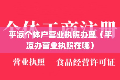 平凉个体户营业执照办理（平凉办营业执照在哪）