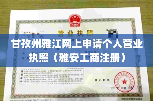 甘孜州雅江网上申请个人营业执照（雅安工商注册）
