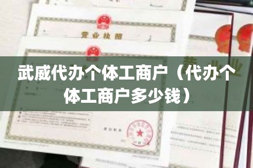 武威代办个体工商户（代办个体工商户多少钱）