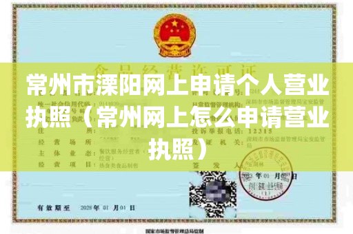 常州市溧阳网上申请个人营业执照（常州网上怎么申请营业执照）