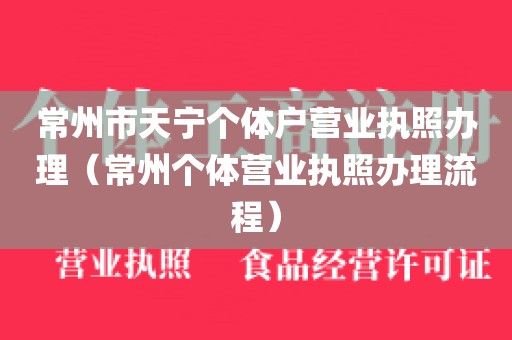 常州市天宁个体户营业执照办理（常州个体营业执照办理流程）
