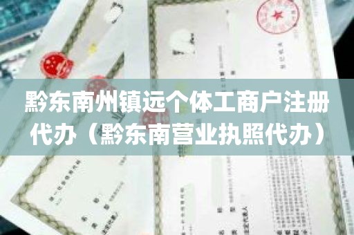 黔东南州镇远个体工商户注册代办（黔东南营业执照代办）
