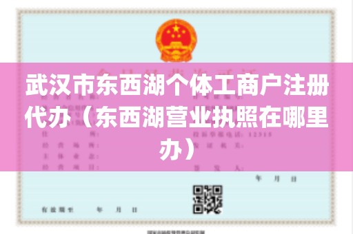 武汉市东西湖个体工商户注册代办（东西湖营业执照在哪里办）