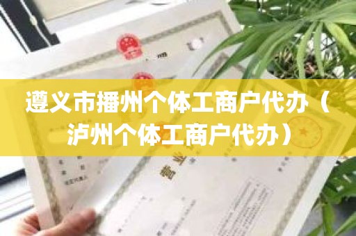 遵义市播州个体工商户代办（泸州个体工商户代办）