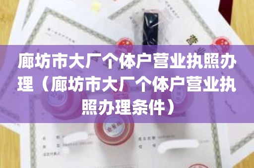 廊坊市大厂个体户营业执照办理（廊坊市大厂个体户营业执照办理条件）