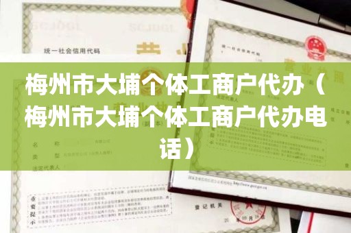 梅州市大埔个体工商户代办（梅州市大埔个体工商户代办电话）