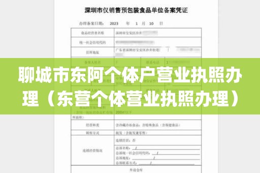 聊城市东阿个体户营业执照办理（东营个体营业执照办理）