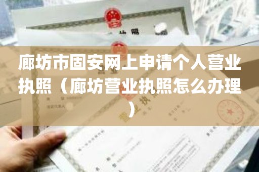 廊坊市固安网上申请个人营业执照（廊坊营业执照怎么办理）