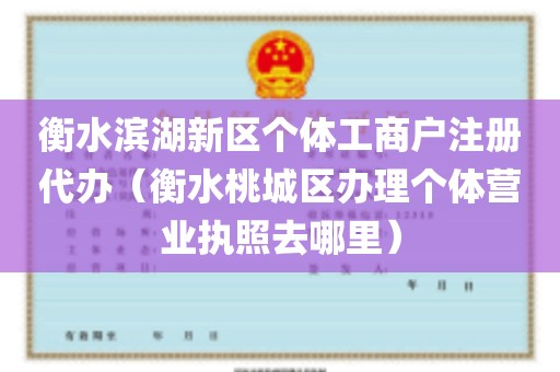 衡水滨湖新区个体工商户注册代办（衡水桃城区办理个体营业执照去哪里）