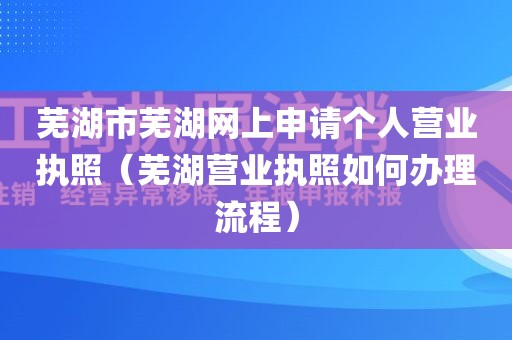 芜湖市芜湖网上申请个人营业执照（芜湖营业执照如何办理流程）
