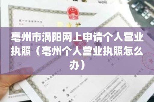 亳州市涡阳网上申请个人营业执照（亳州个人营业执照怎么办）
