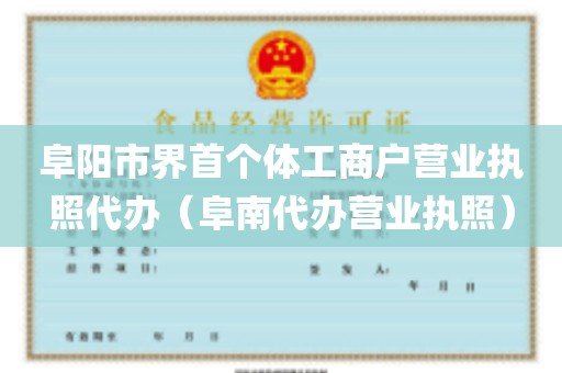 阜阳市界首个体工商户营业执照代办（阜南代办营业执照）
