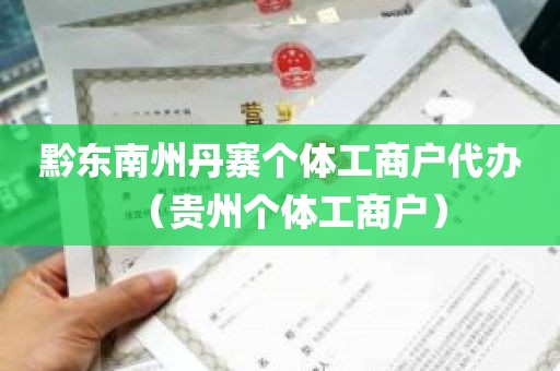 黔东南州丹寨个体工商户代办（贵州个体工商户）