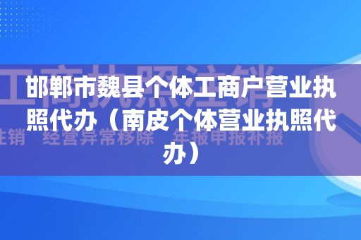 邯郸市魏县个体工商户营业执照代办（南皮个体营业执照代办）